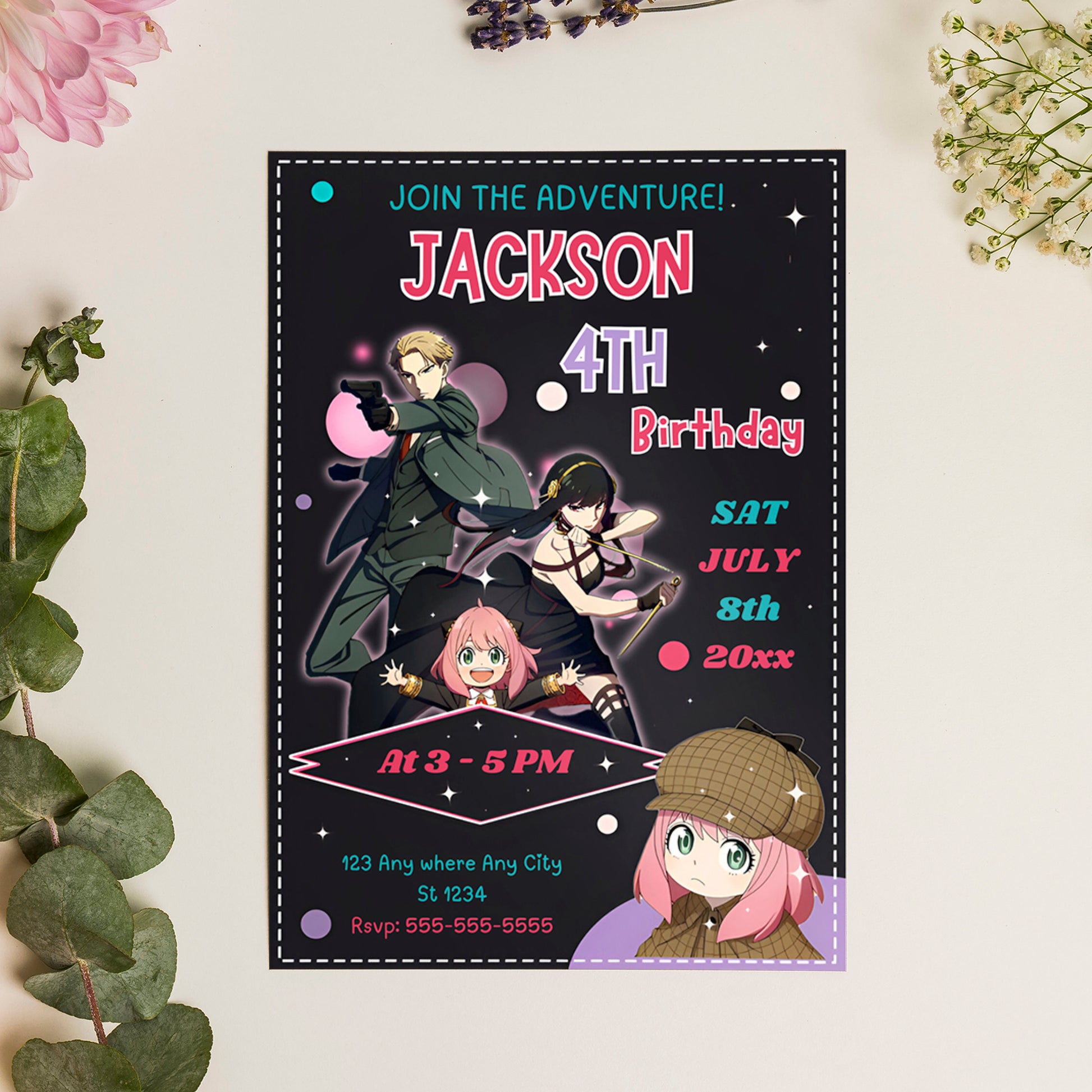 Spy × Family Birthday Invitation Template - CreativeRino