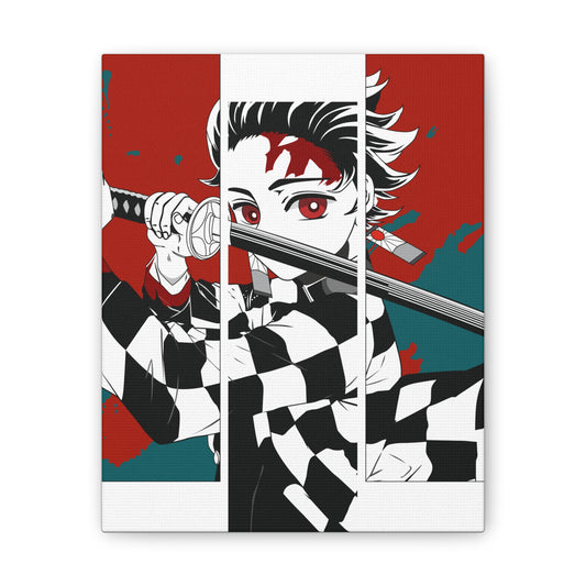 Demon Slayer Canvas Wall Art - Stretched Triptych - CreativeRino