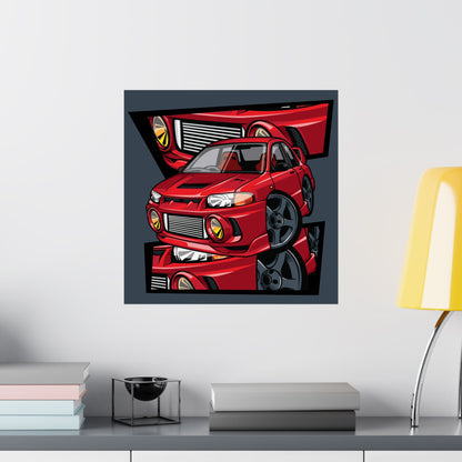 Red Sports Car Matte Square Poster - Perfect Wall Art for Car Enthusiasts - CreativeRino