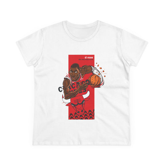 Women's Derrick Rose Basketball Graphic T-shirt- Celebrate Your Passion for the Game! - CreativeRino