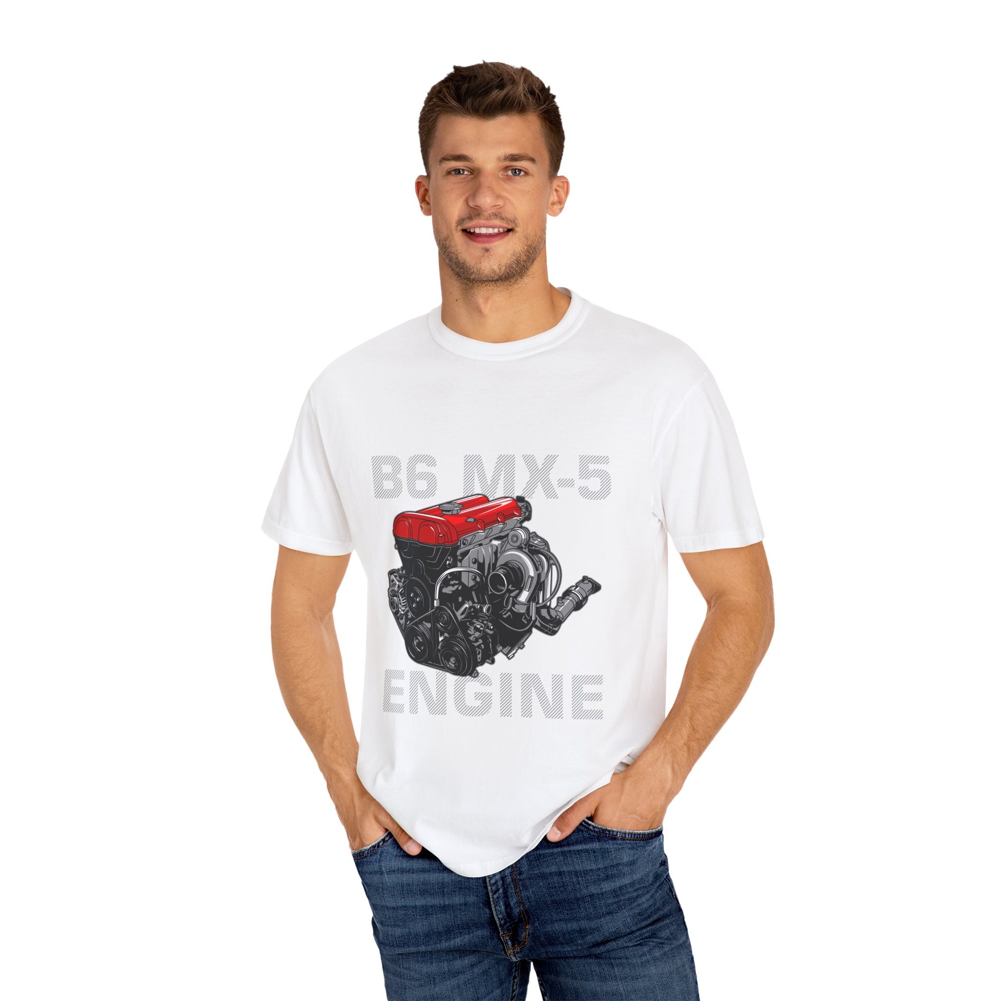 B6 MX-5 Engine Unisex Garment-Dyed T-Shirt - Perfect T-shirt for Car Enthusiasts - CreativeRino