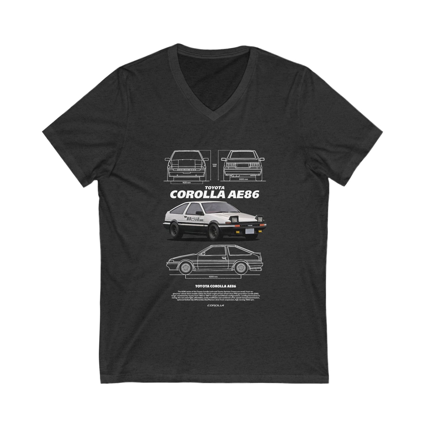 Toyota Corolla AE86 V-Neck Tee – Unisex Short Sleeve T-shirt for Car Enthusiasts - CreativeRino