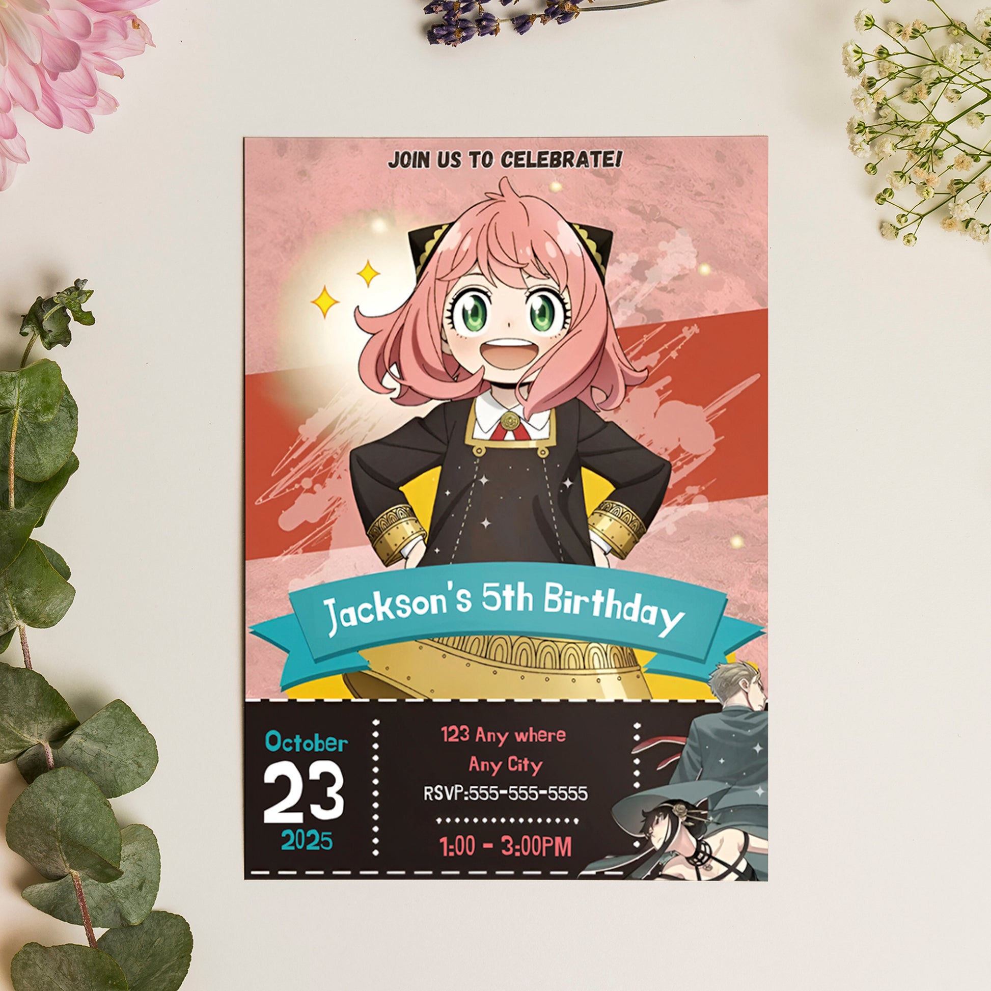 Spy × Family Birthday Invitation Template - CreativeRino