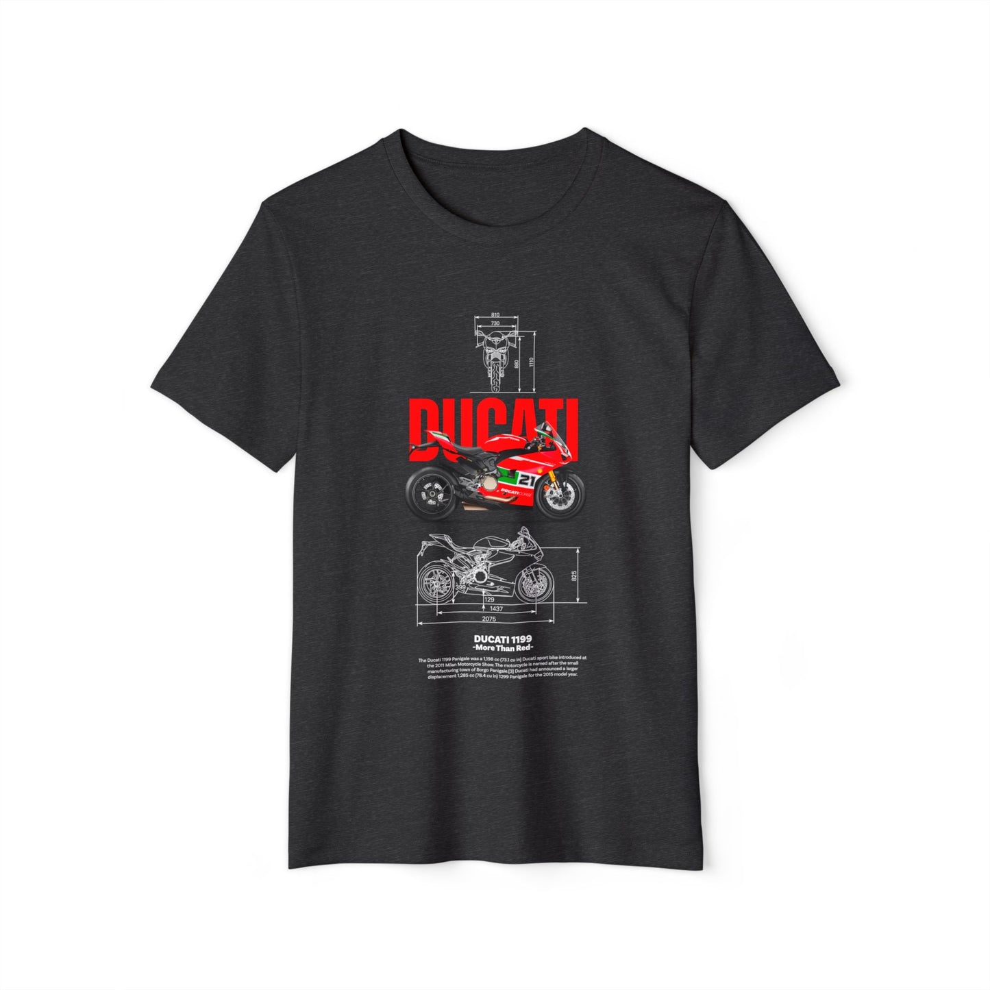 Ducati 1199 Graphic Unisex Recycled Organic T-Shirt - Eco-Friendly Biker Apparel - CreativeRino
