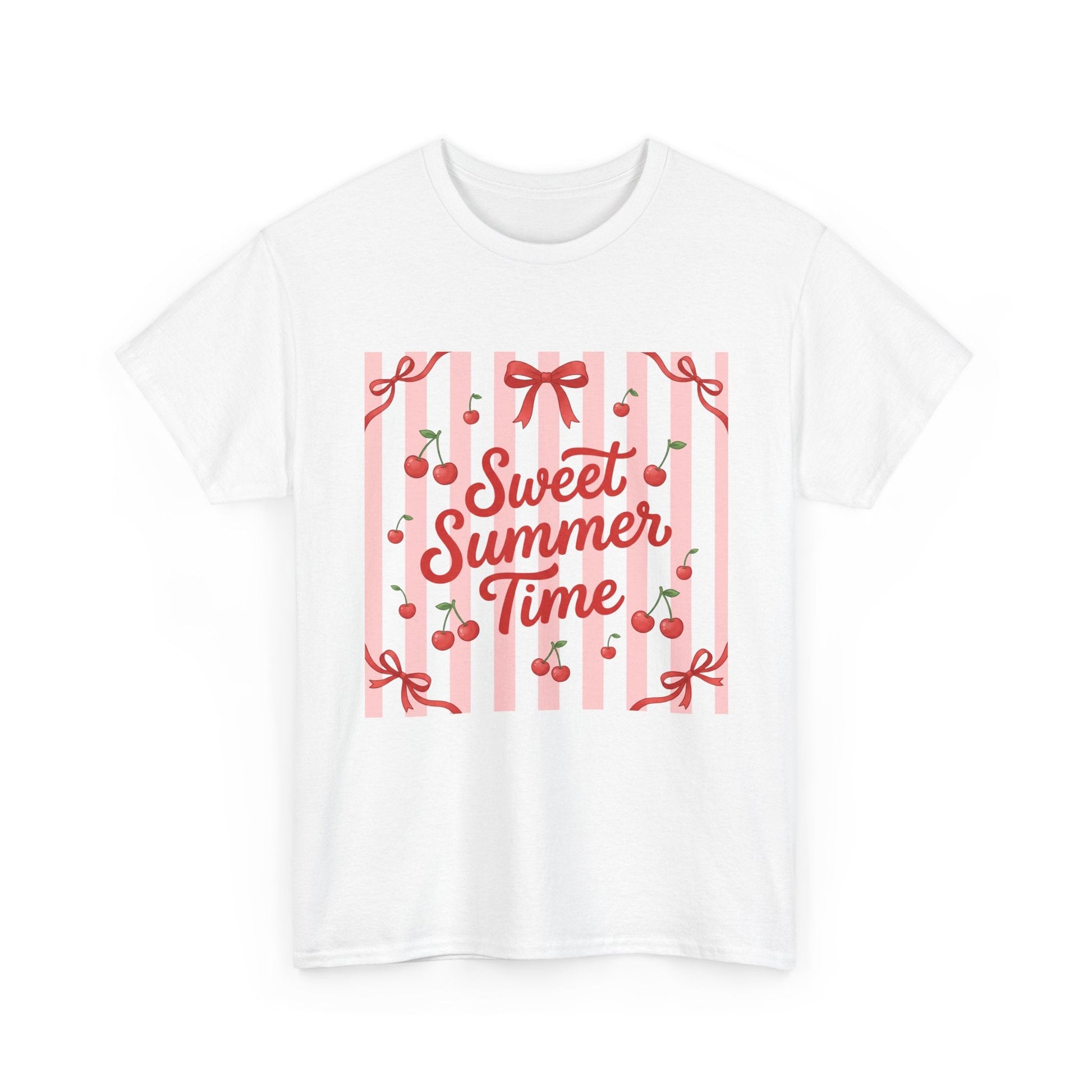 Sweet Summer Time Tee - Cherry Stripe Graphic T-Shirt Printify