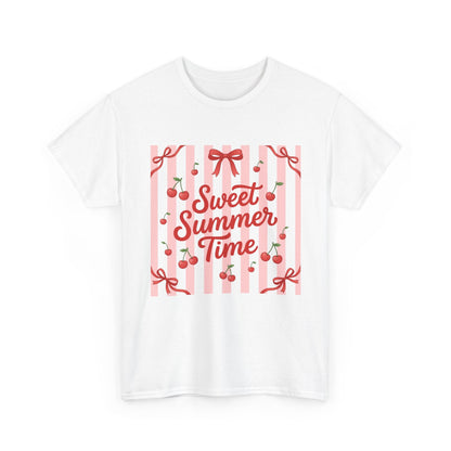 Sweet Summer Time Tee - Cherry Stripe Graphic T-Shirt Printify