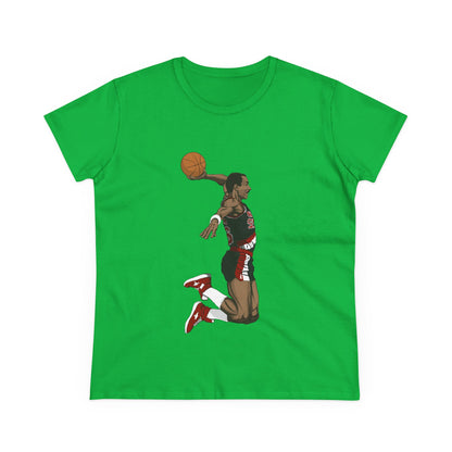 Women's Midweight Cotton Clyde Drexler Basketball Tee - Perfect T-shirt for Sports Fans - CreativeRino