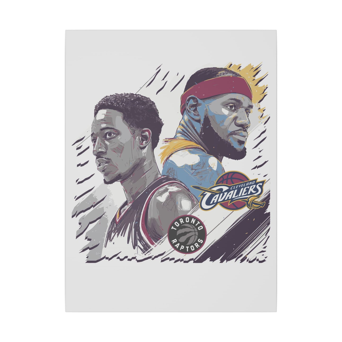 DeMar DeRozan Vs Lebron James Basketball Legend Canvas Art - NBA Stars Wall Decor - CreativeRino