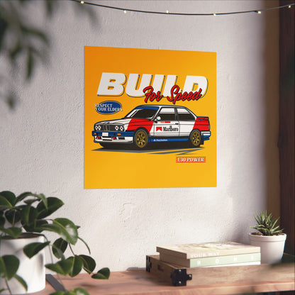 Vintage Car Poster - Build for Speed - CreativeRino