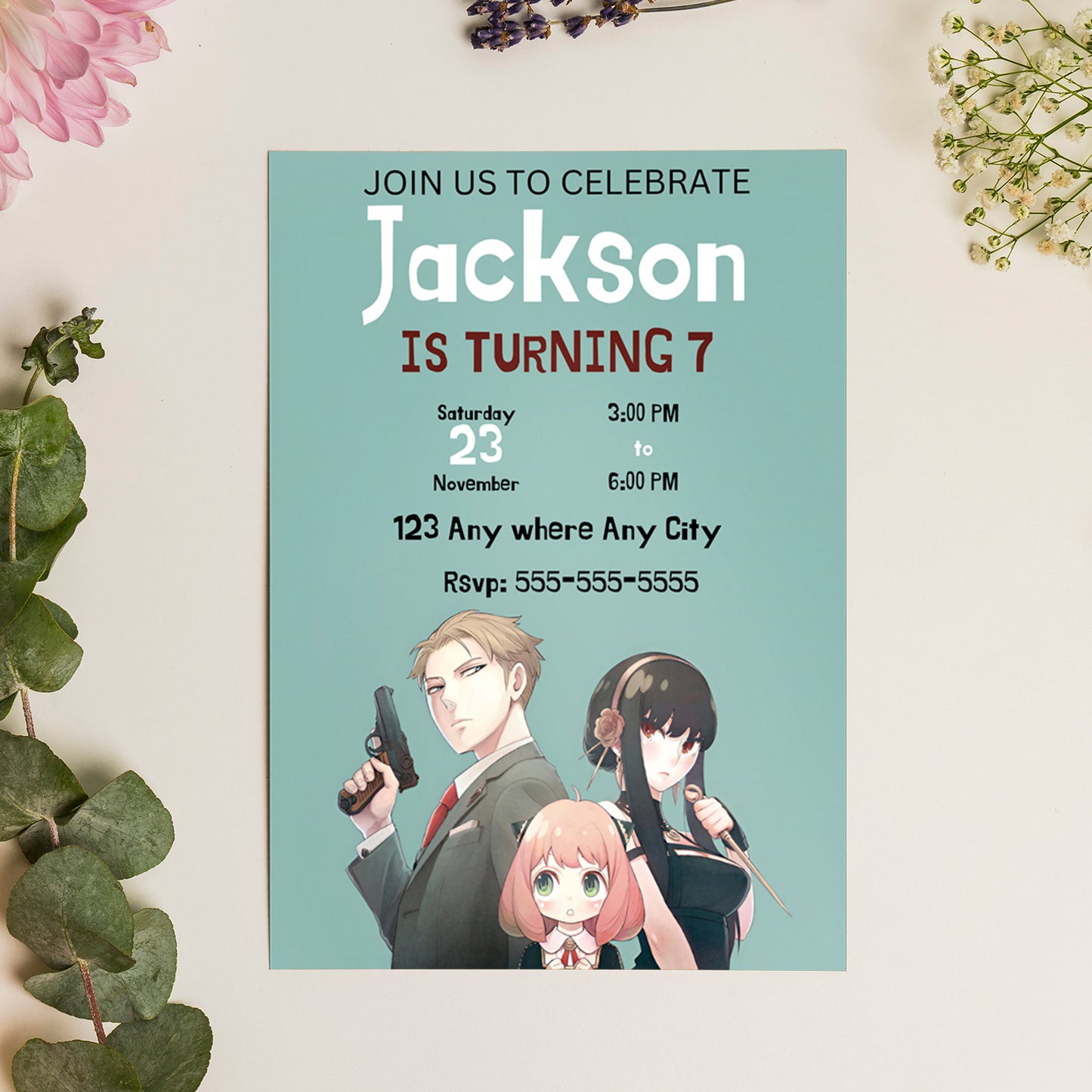 Spy × Family Birthday Invitation Template - CreativeRino