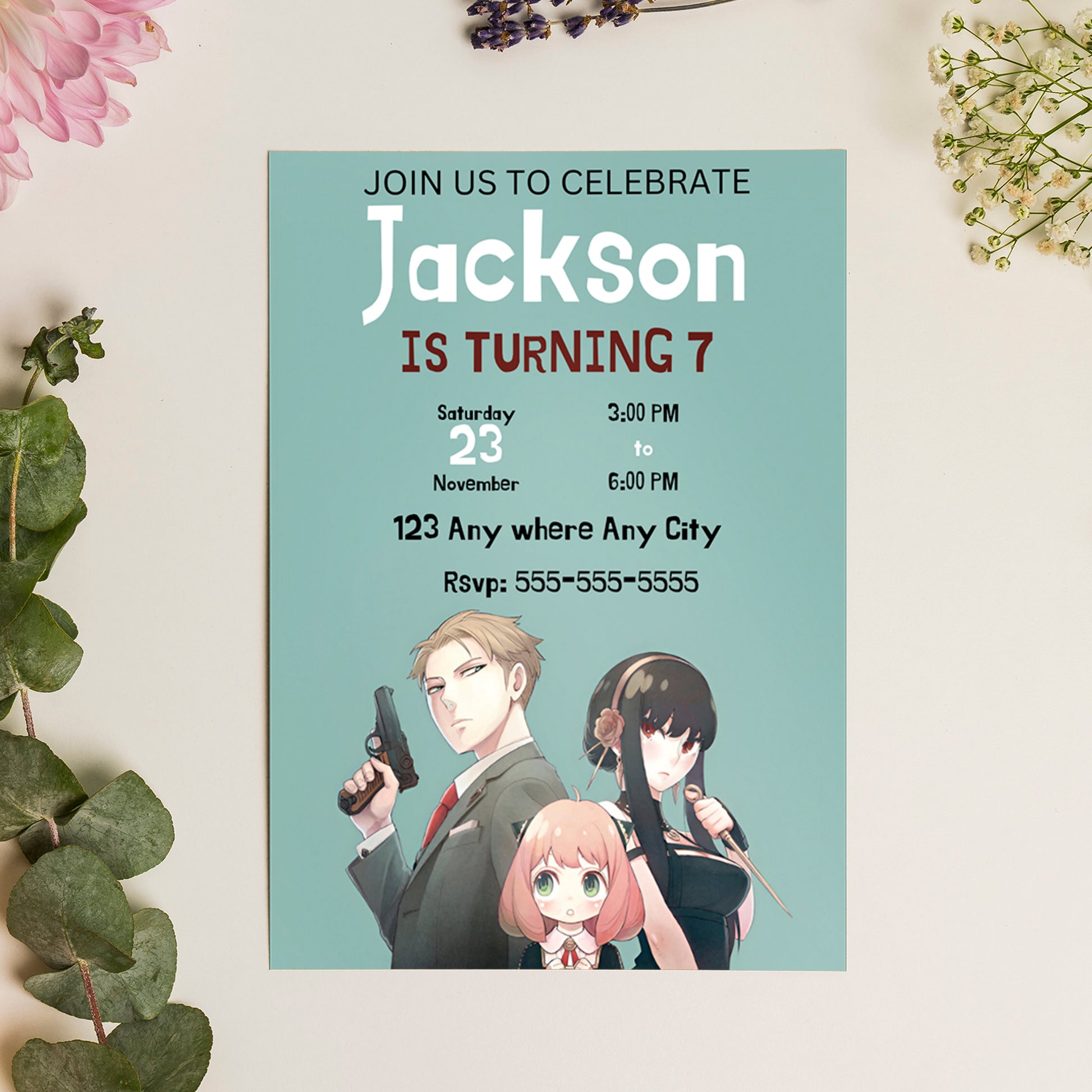 Spy × Family Birthday Invitation Template - CreativeRino