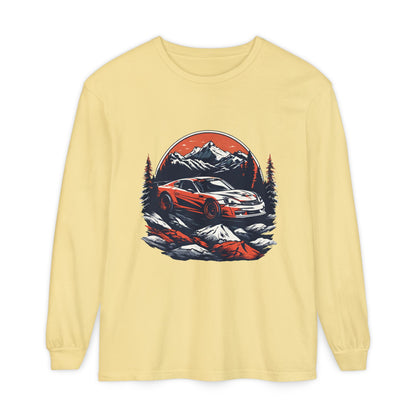 Mountain Adventure Long Sleeve T-Shirt - Unisex Garment-Dyed Shirt - CreativeRino