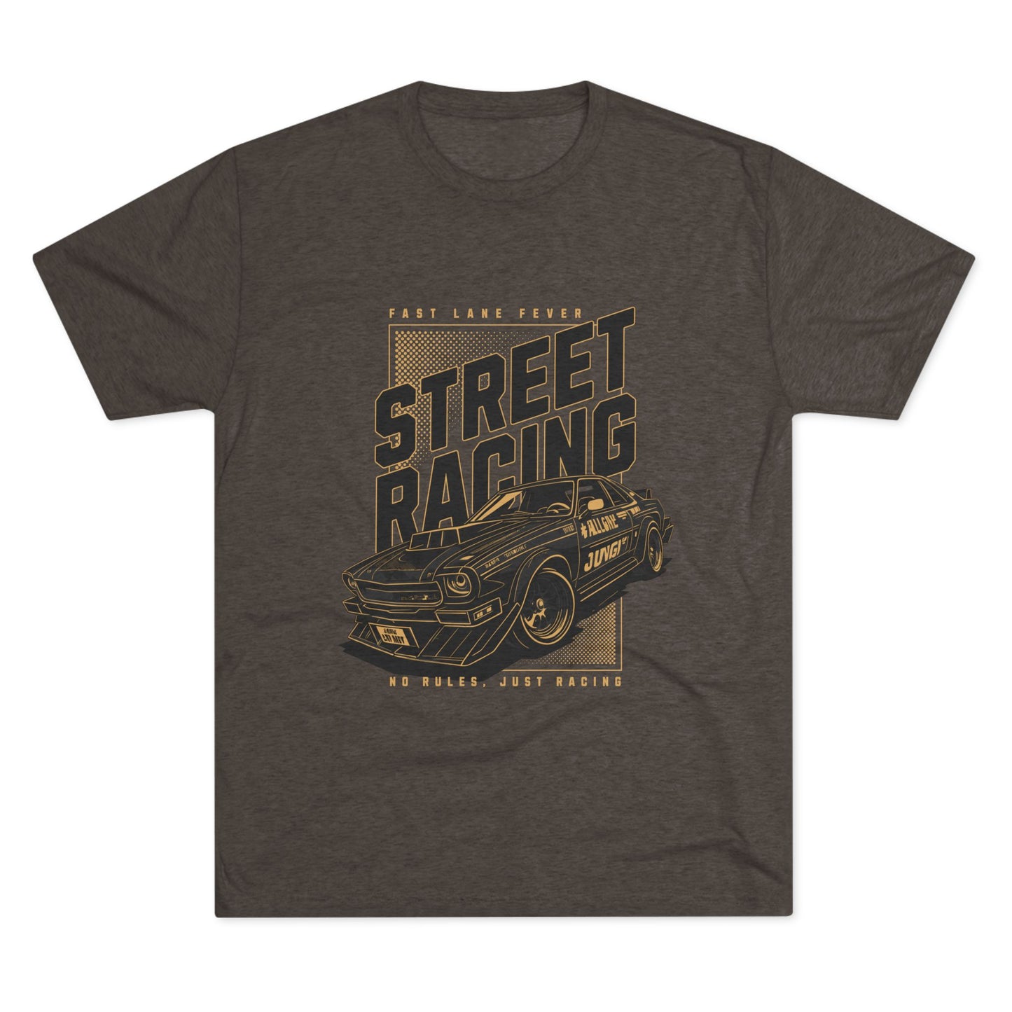 Street Racing Car Unisex Tri-Blend Crew Tee - Fast Lane Fever Graphic T-Shirt - CreativeRino