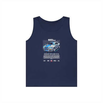 Fast & Furious Nissan Skyline R34 Unisex Heavy Cotton Tank Top - CreativeRino