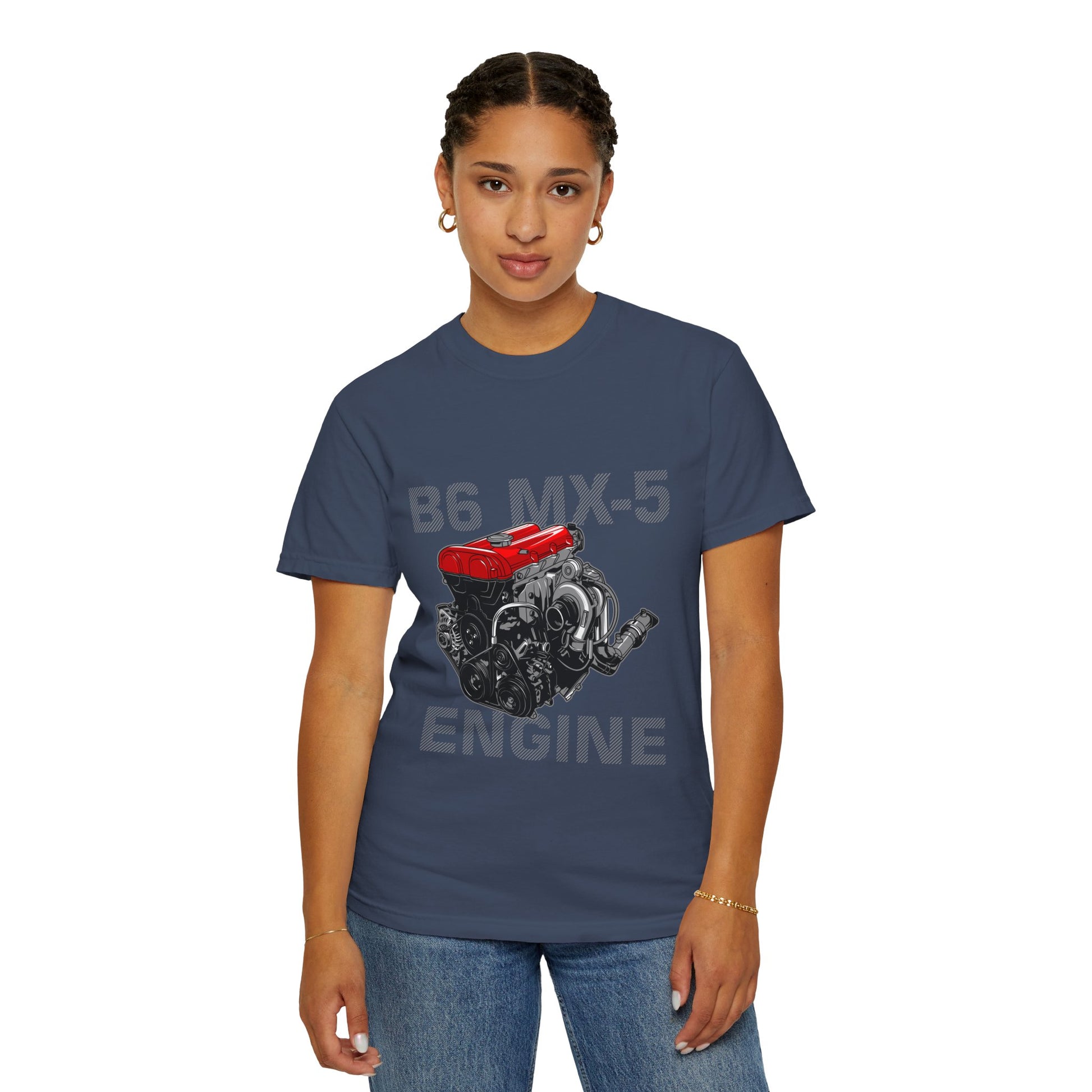 B6 MX-5 Engine Unisex Garment-Dyed T-Shirt - Perfect T-shirt for Car Enthusiasts - CreativeRino