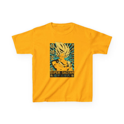 Super Saiyan Kids Heavy Cotton Tee - Fun Anime T-Shirt for Young Fans - CreativeRino