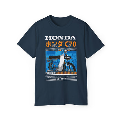 Honda C70 Retro Unisex Ultra Cotton Tee - Vintage Motorcycle Graphic T-shirt - CreativeRino
