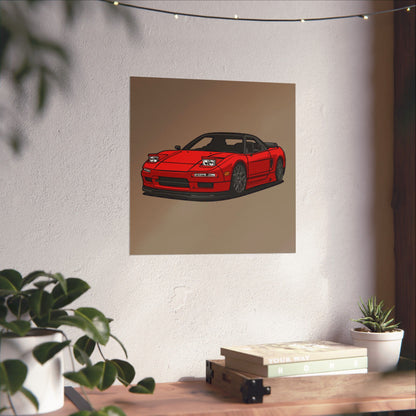 Sports Car Matte Vertical Poster - Red Sports Car Art for Auto Enthusiasts - CreativeRino