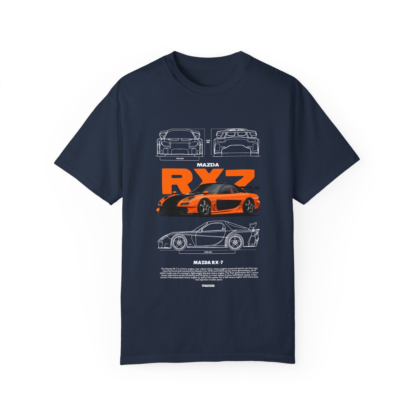 Mazda RX-7 Unisex Garment-Dyed T-Shirt | Car Enthusiast Apparel - CreativeRino