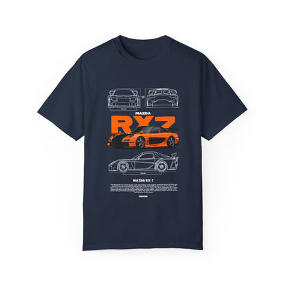 Mazda RX-7 Unisex Garment-Dyed T-Shirt | Car Enthusiast Apparel - CreativeRino