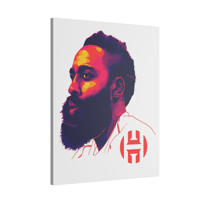 Stretched Matte Canvas Art - Vibrant Portrait of James Harden - CreativeRino