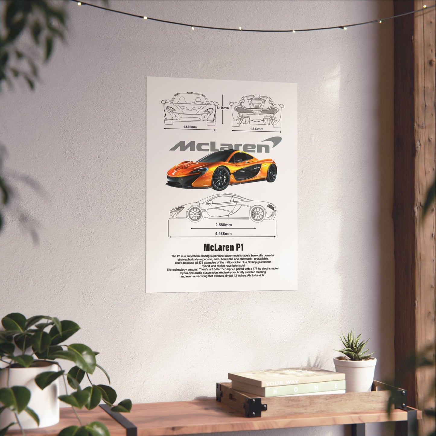 McLaren P1 Matte Vertical Poster - Sporty Car Wall Art for Auto Enthusiasts - CreativeRino