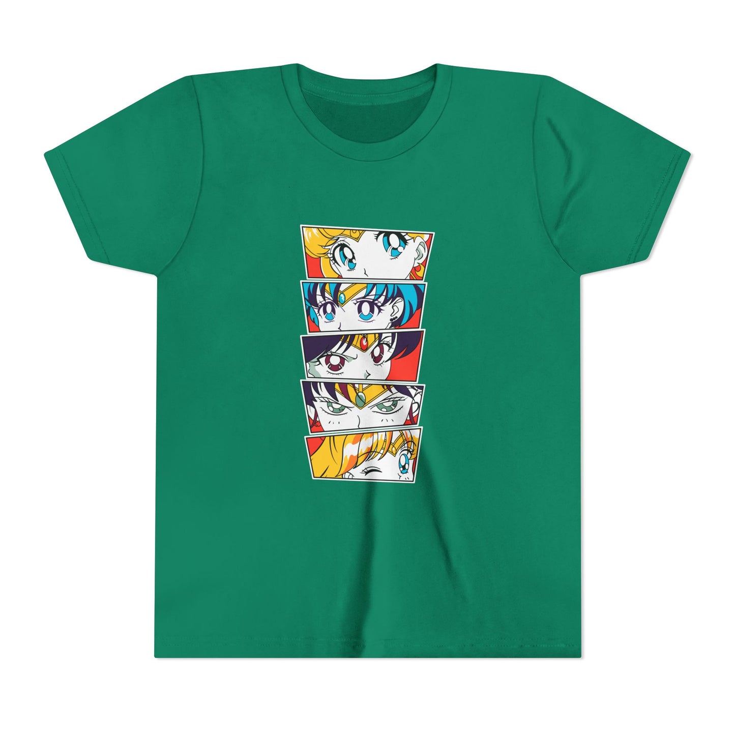 Youth Anime-Inspired Short Sleeve Tee - Colorful Sailor Moon Character Eyes T-shirt Design - CreativeRino