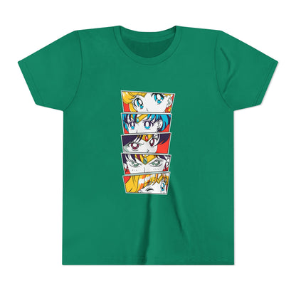 Youth Anime-Inspired Short Sleeve Tee - Colorful Sailor Moon Character Eyes T-shirt Design - CreativeRino