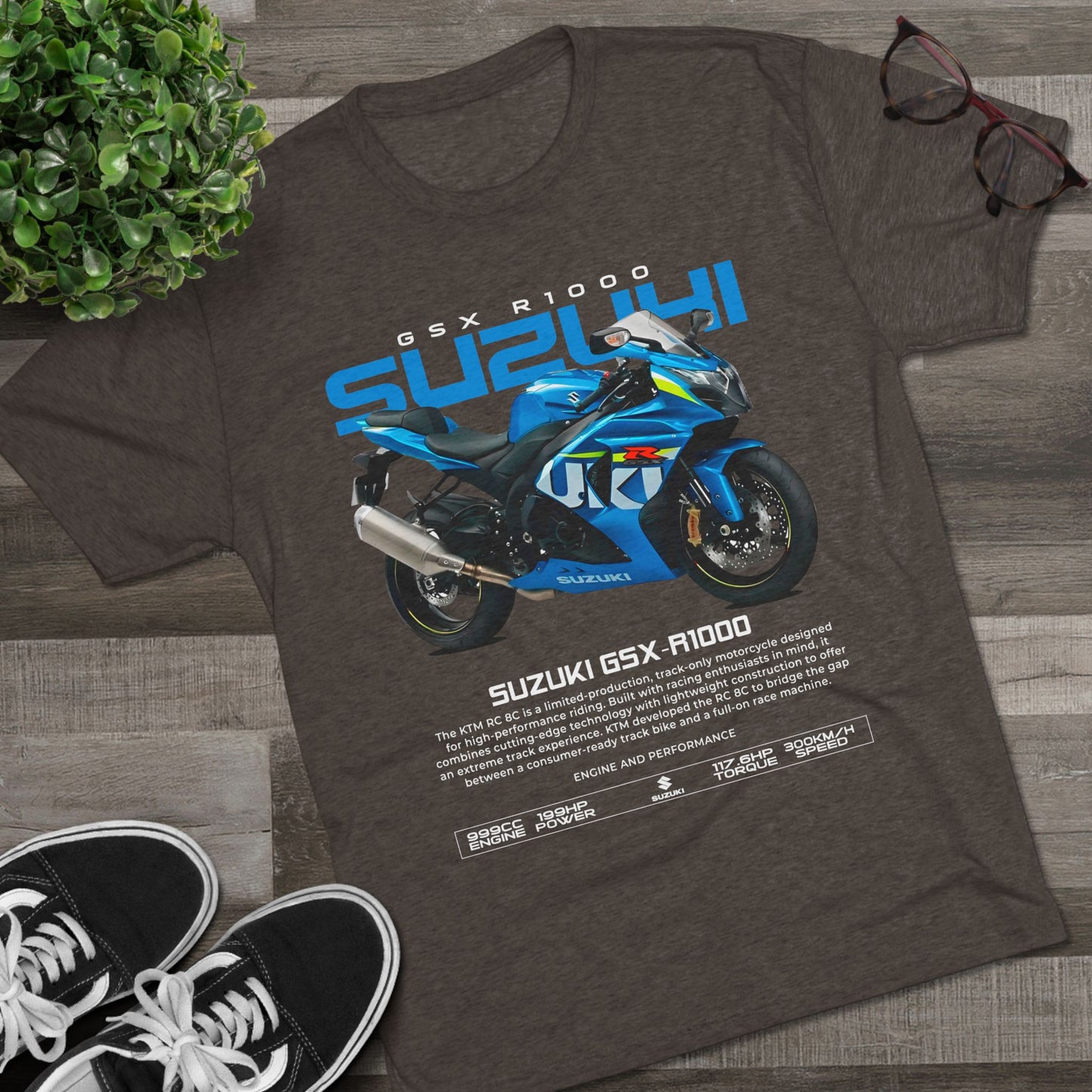 Suzuki GSX-R1000 Motorcycle Unisex Tri-Blend Crew T-shirt - Comfortable & Stylish Biker Apparel - CreativeRino