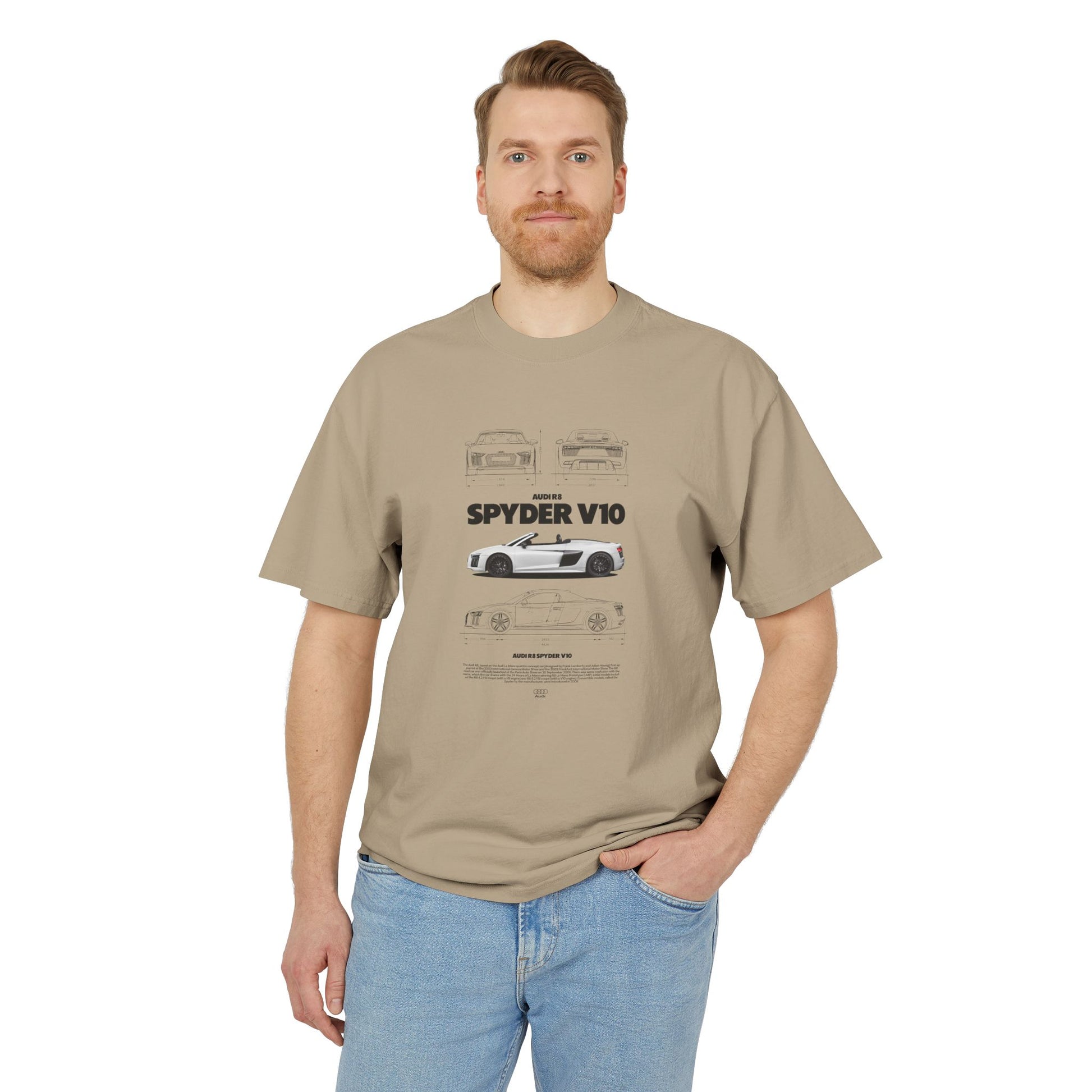 Audi R8 Spyder V10 Unisex Heavy Faded Tee - Car Graphic T-Shirt for Car Enthusiasts - CreativeRino