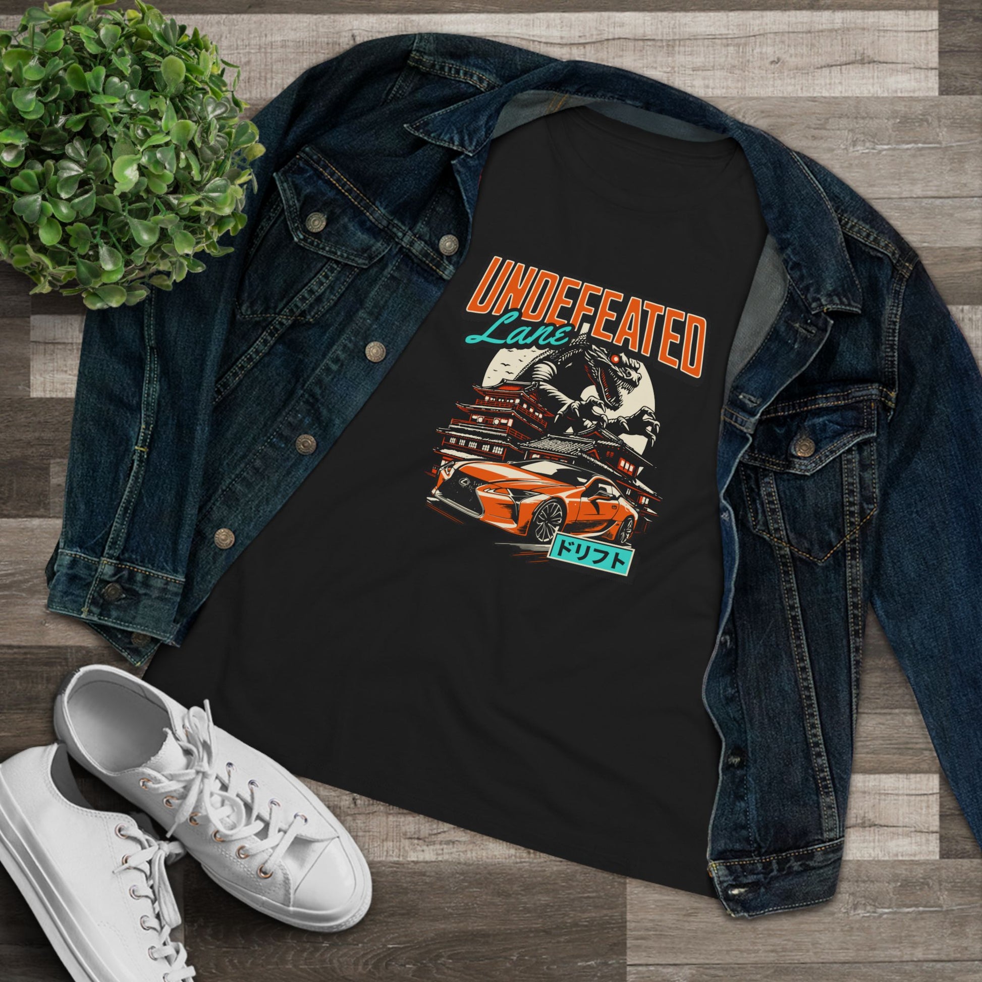 Undefeated Lane Graphic Women's Cotton Tee Car T-shirt - CreativeRino