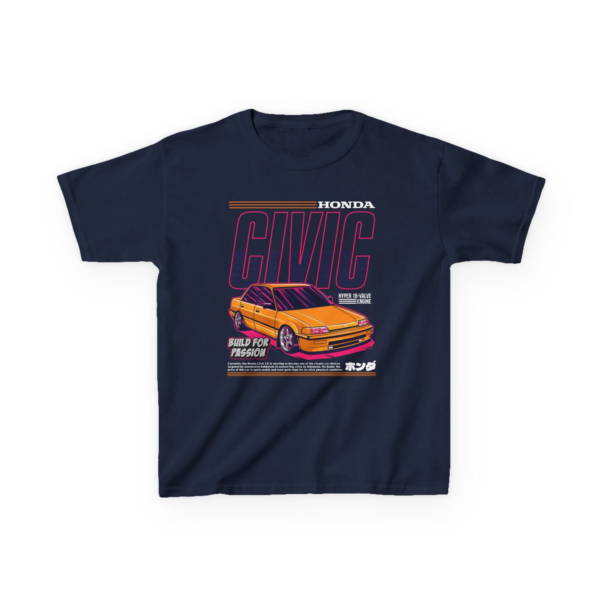 Honda Civic Kids Heavy Cotton™ Tee - Build for Passion - Perfect T-shirt for Young Car Enthusiasts - CreativeRino