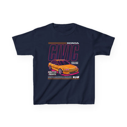 Honda Civic Kids Heavy Cotton™ Tee - Build for Passion - Perfect T-shirt for Young Car Enthusiasts - CreativeRino