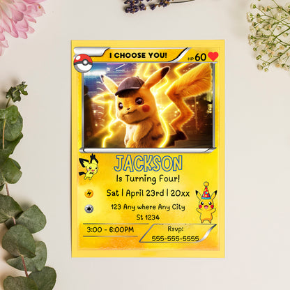 Pokemon Card Birthday Invitation Template - CreativeRino