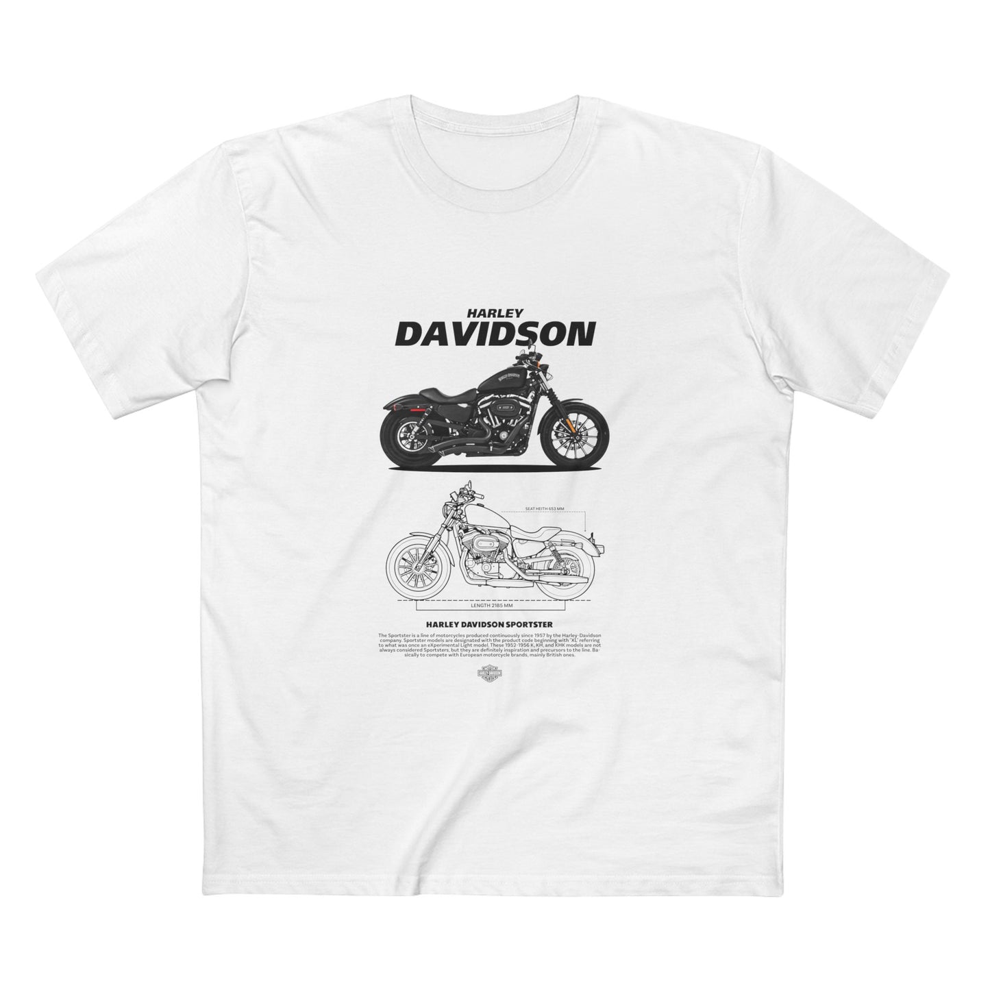 Harley Davidson Sportster Vintage Motorcycle Tee - Classic Biker Style T-shirt - CreativeRino