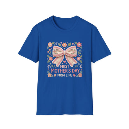 First Mother's Day Mom Life T-Shirt — Floral Bow New Mom Gift Printify