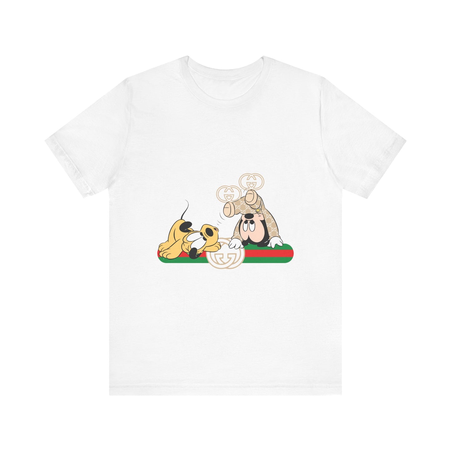 Playful Baby Mickey Mouse Cartoon Gucci Graphic Tee - Fun Unisex Short Sleeve T-shirt - CreativeRino