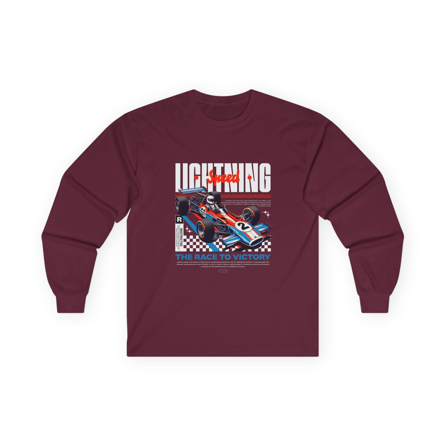 Unisex Racing Long Sleeve Tee - 'Lightning Speed' Graphic Car T-shirt - CreativeRino