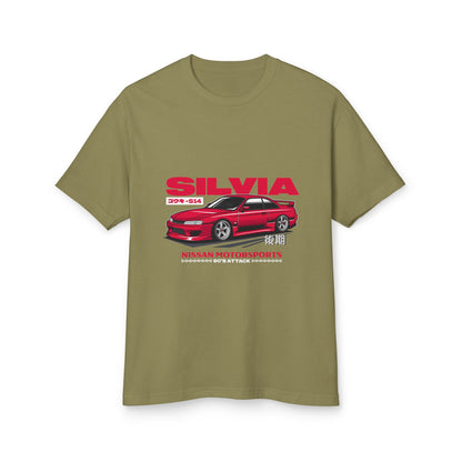 Nissan Silvia Motorsports Tee - Heavyweight Unisex Cotton T-shirt - CreativeRino