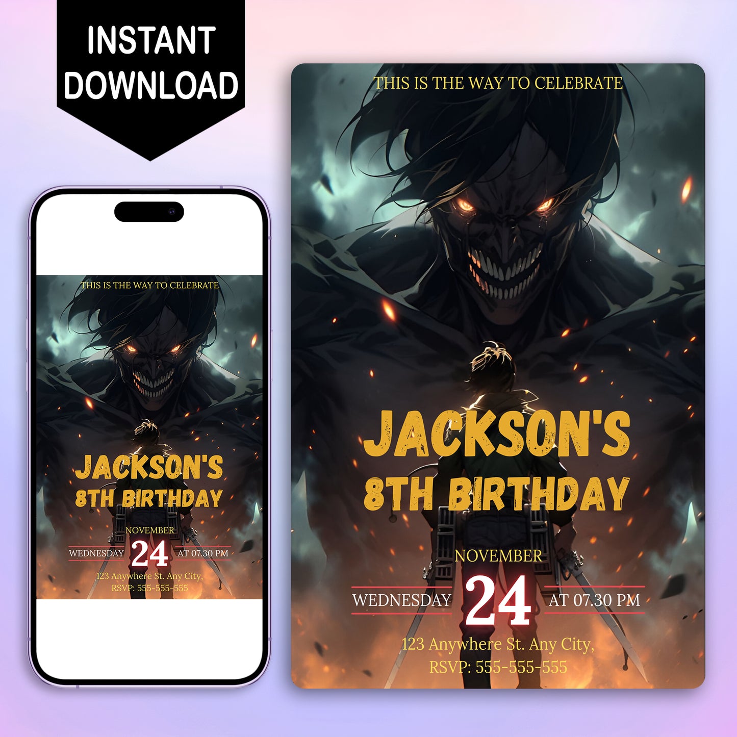 Attack on Titan Birthday Invitation Template - CreativeRino