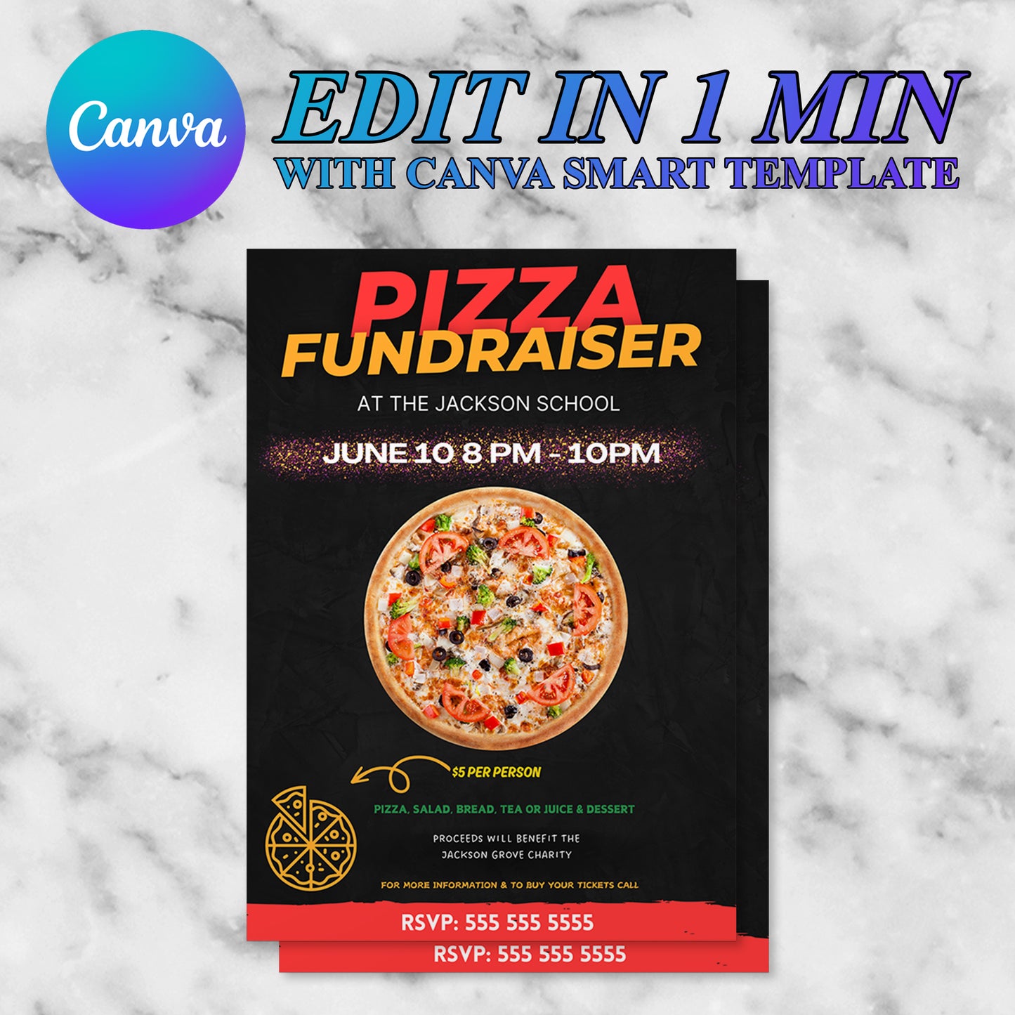 Pizza Fundraiser Flyer Template | Pizza Dinner Flyer