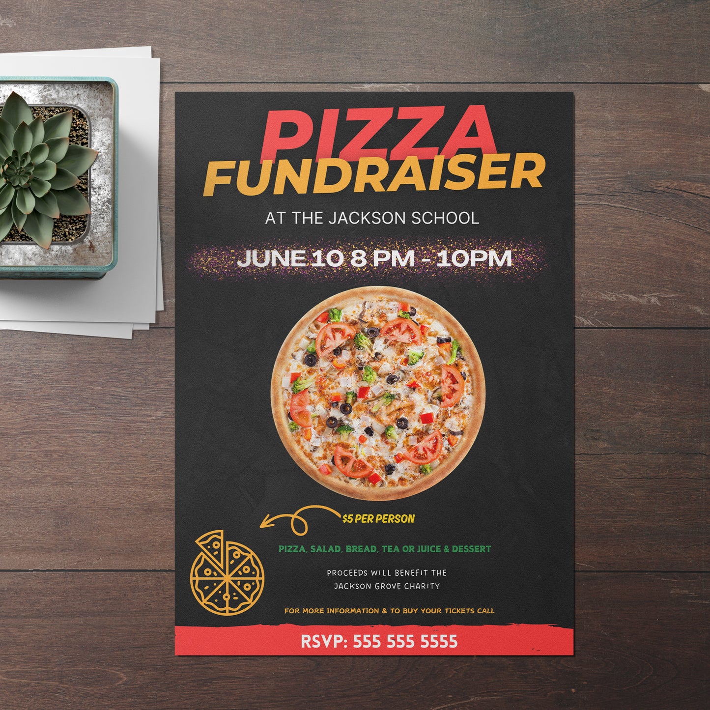 Pizza Fundraiser Flyer Template | Pizza Dinner Flyer