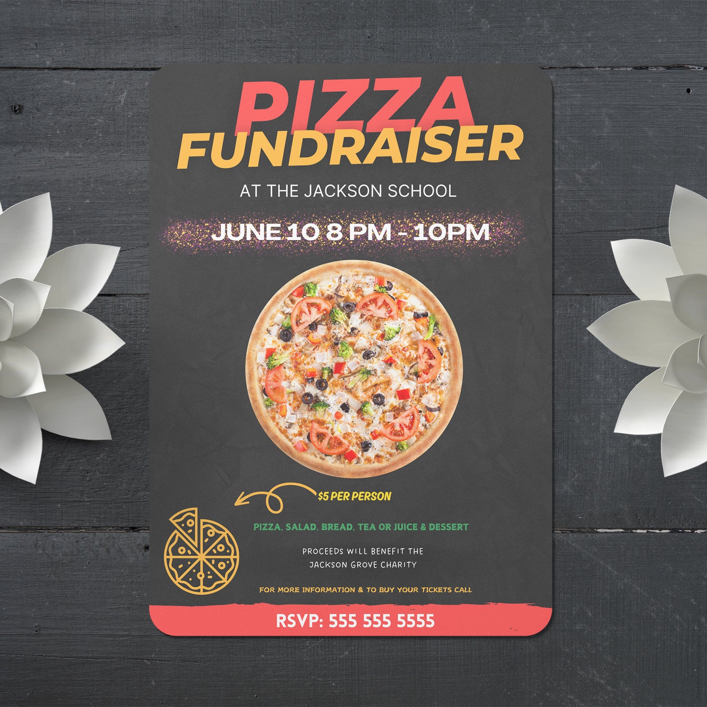 Pizza Fundraiser Flyer Template | Pizza Dinner Flyer