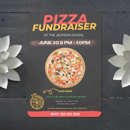 Pizza Fundraiser Flyer Template | Pizza Dinner Flyer CreativeRino