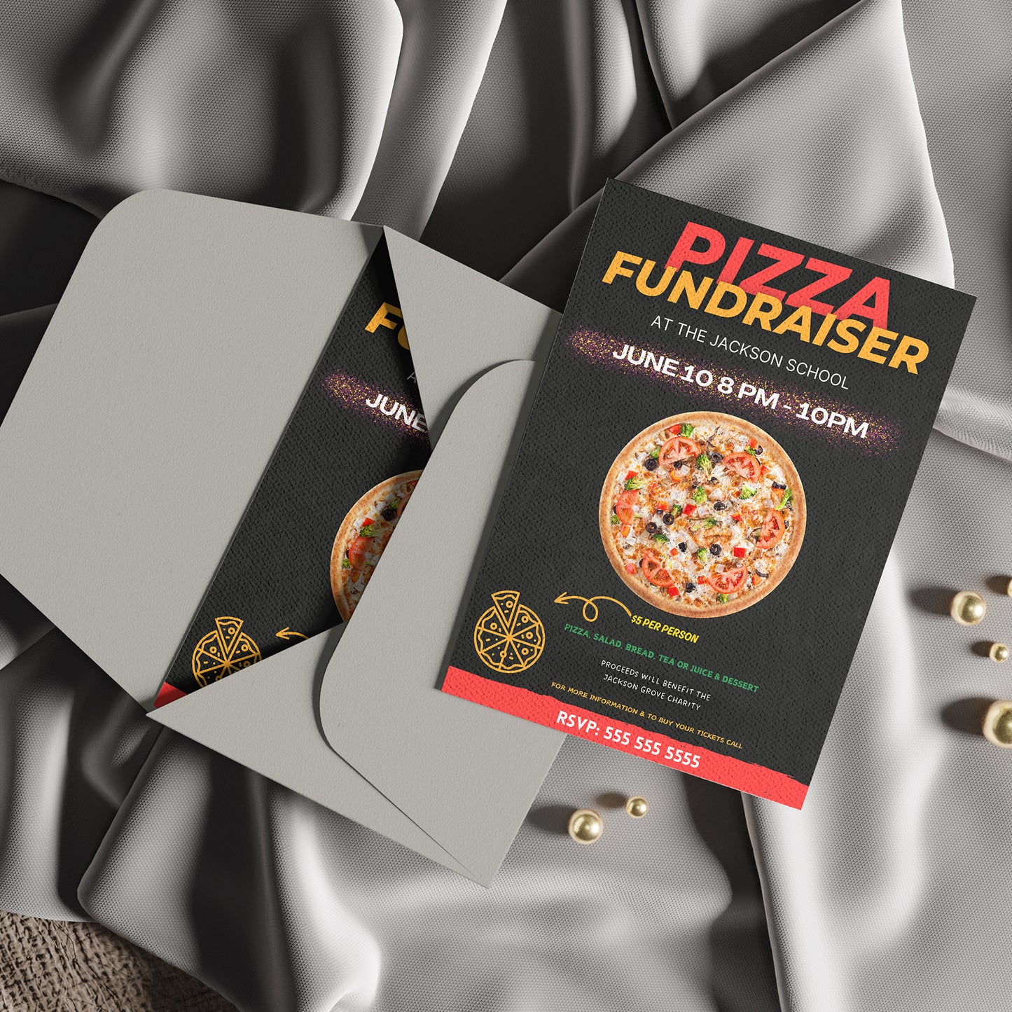 Pizza Fundraiser Flyer Template | Pizza Dinner Flyer