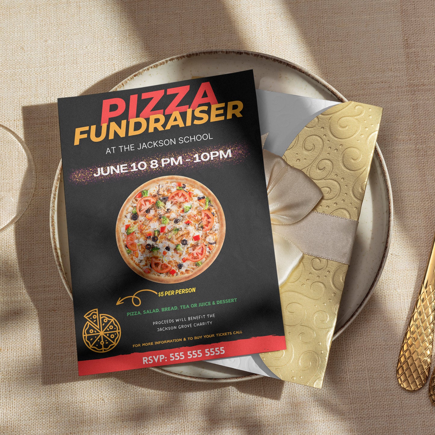 Pizza Fundraiser Flyer Template | Pizza Dinner Flyer