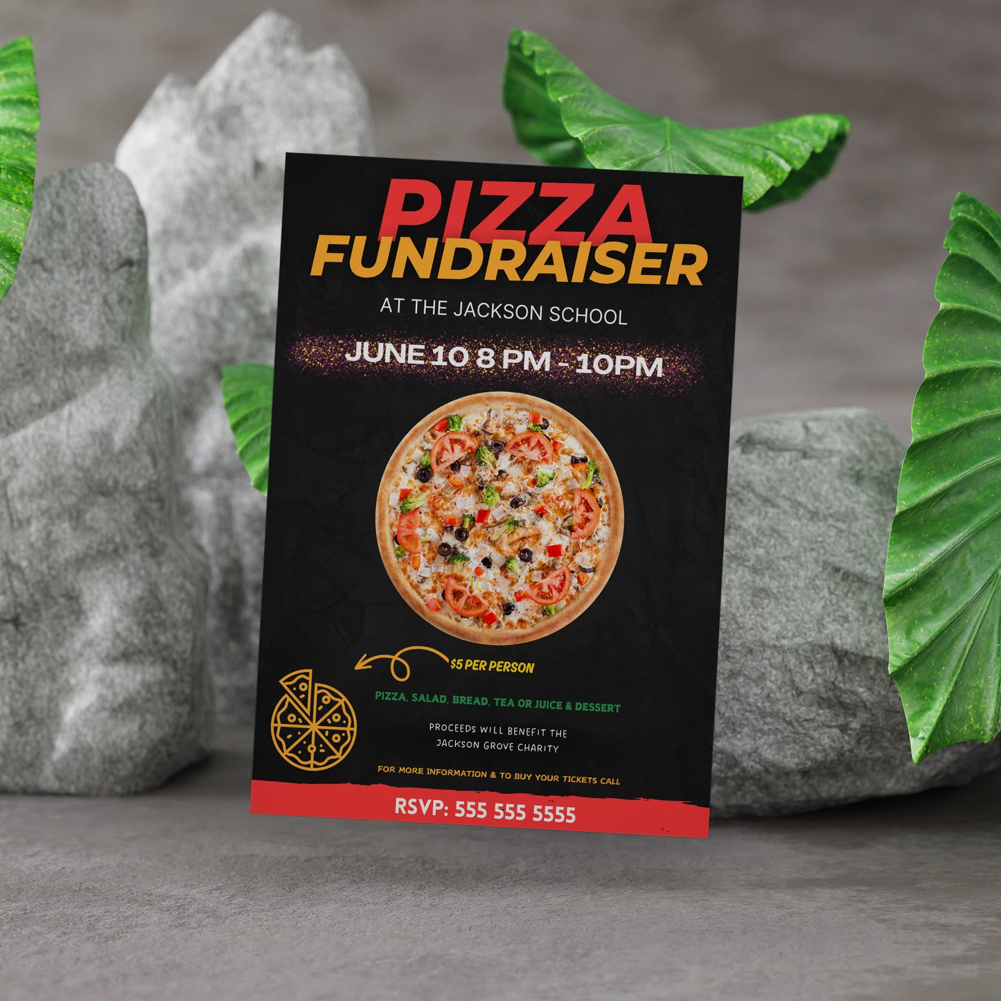 Pizza Fundraiser Flyer Template | Pizza Dinner Flyer