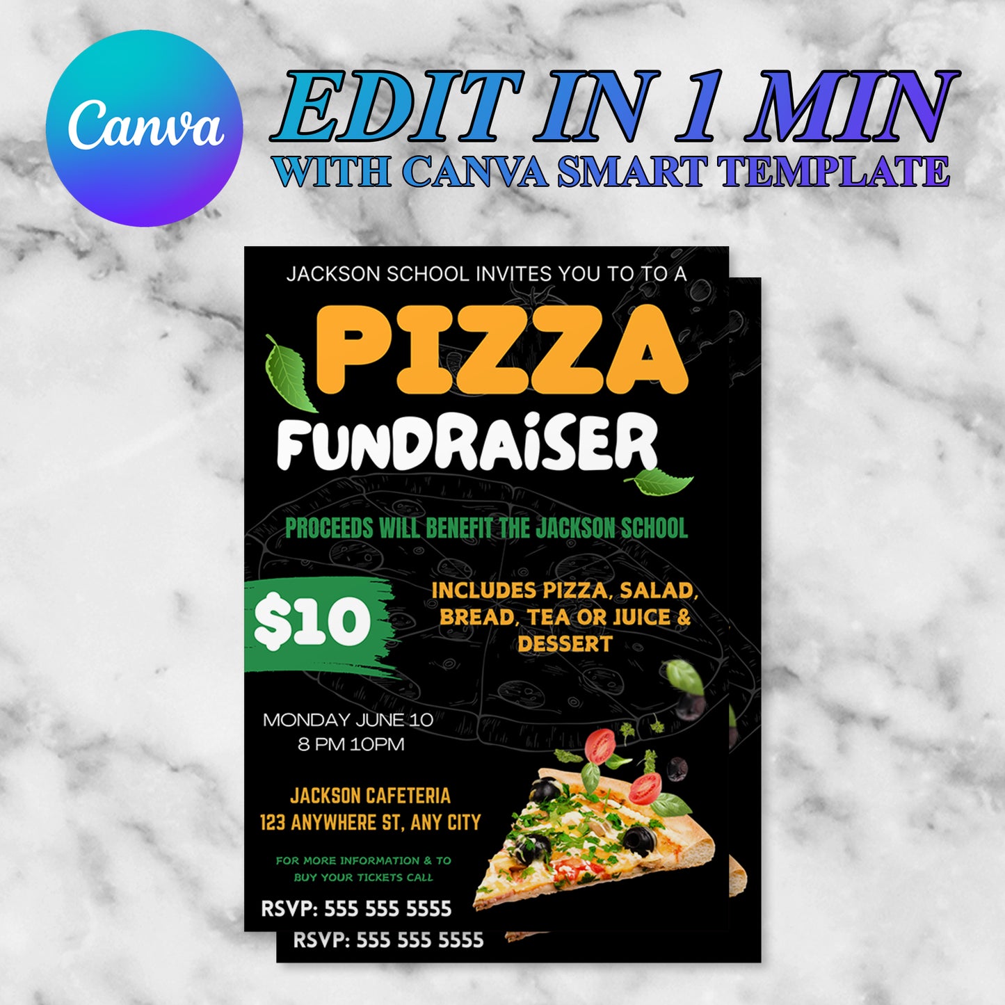 Pizza Fundraiser Flyer Template | Pizza Dinner Flyer Invite