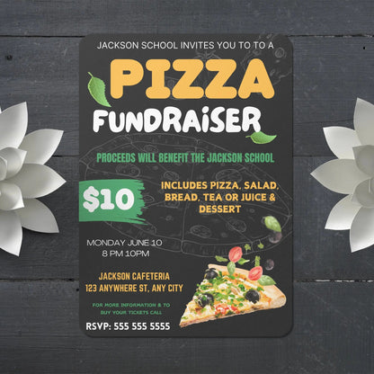 Pizza Fundraiser Flyer Template | Pizza Dinner Flyer Invite CreativeRino