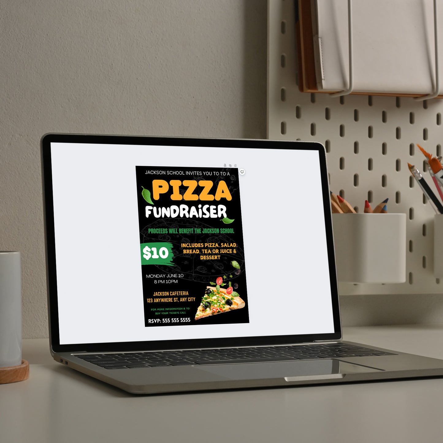 Pizza Fundraiser Flyer Template | Pizza Dinner Flyer Invite